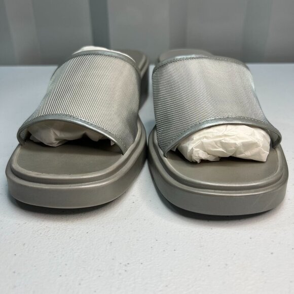 Ralph Lauren Astra Silver Mesh BTM Slides Women Size 7.5 B Y2K Sandals Summer - Picture 3 of 10